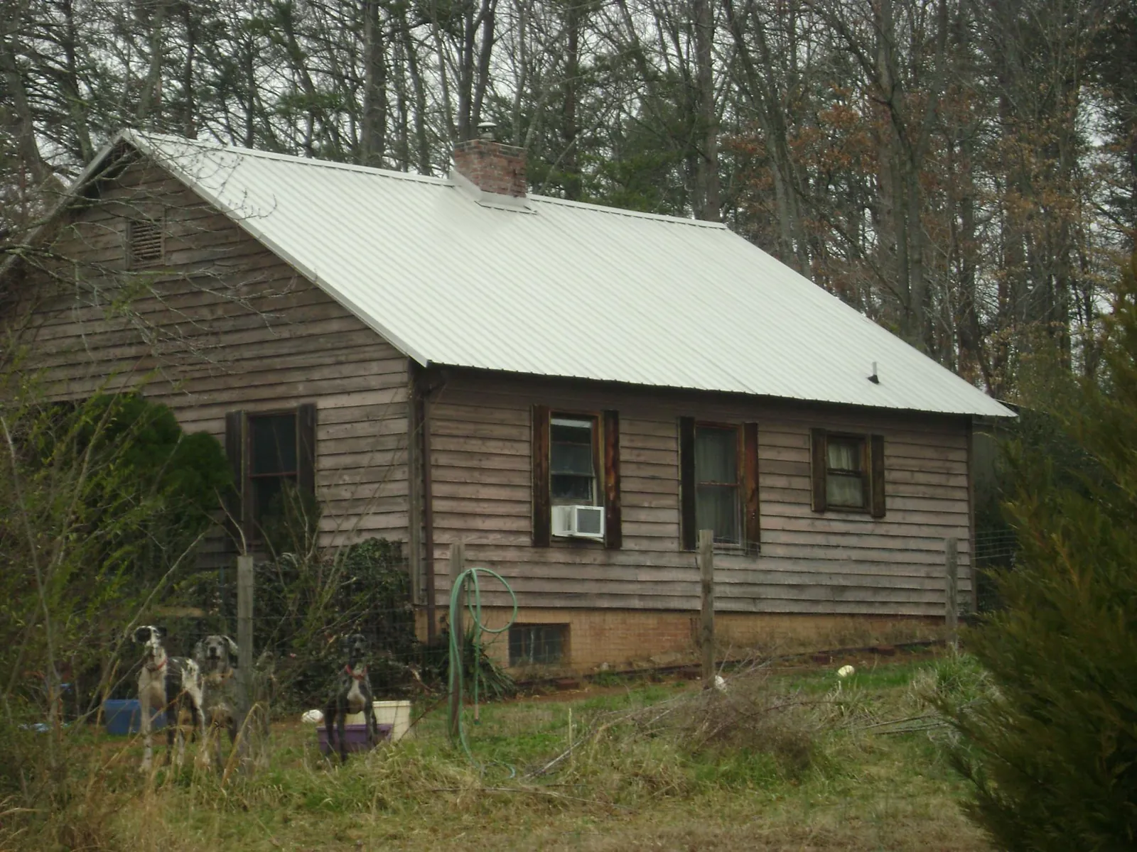 White metal roof on an old wood sided farmhouse, from a Metal Roof Installation job in Ivanhoe